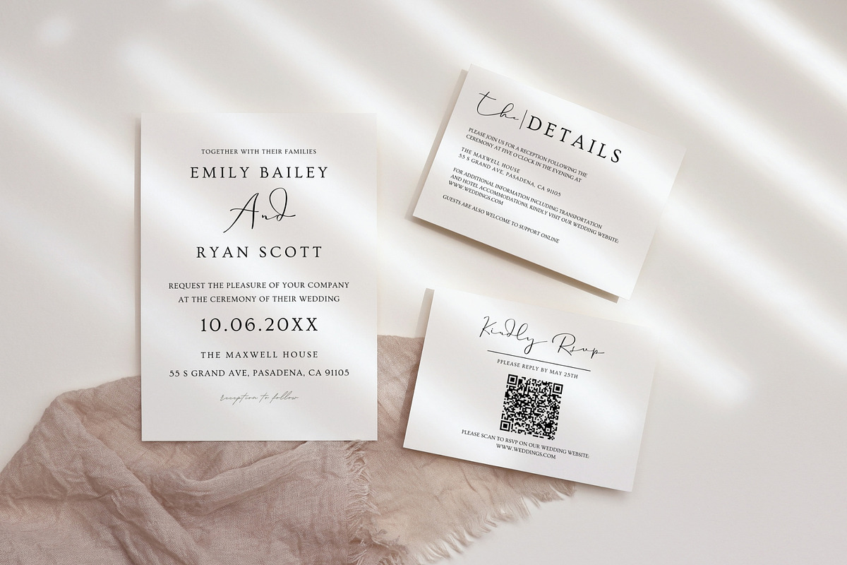 Minimalist Wedding Invitation Bundle, an Invitation Template by Meher Sadiah (Photo 2 of 6)