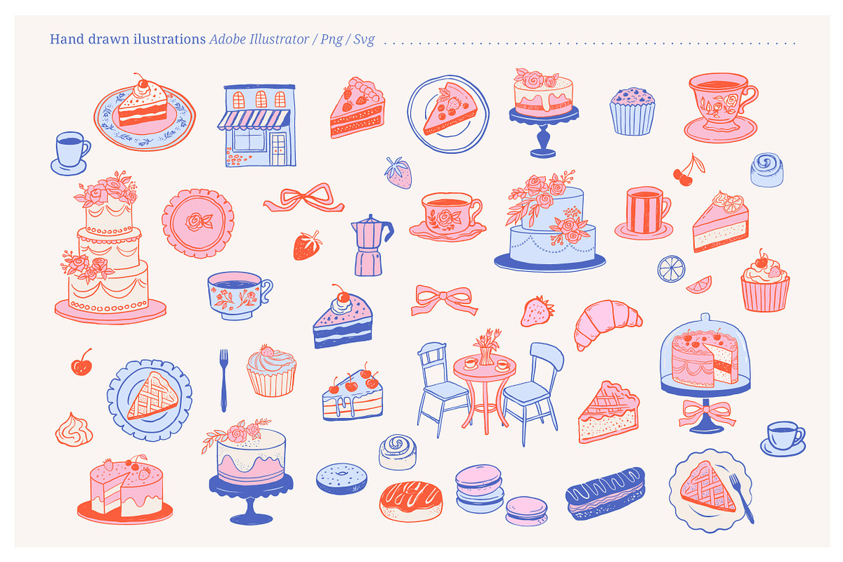 Sweet Bakery, Hand Drawn Collection, a Food Illustration by Marish (Photo 2 of 13)