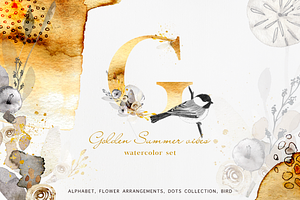 Golden Summer vibes watercolor set