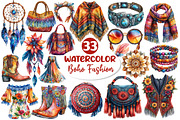 Watercolor Boho Fashion Clipart, an Illustration by Dream Creation (Thumbnail 1 of 6)