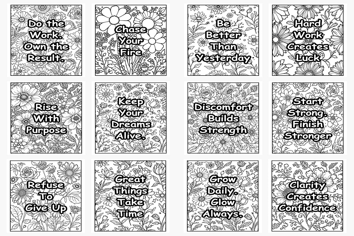 Motivational Quote Coloring Pages, a Print Template by Lamia Emad (Photo 3 of 4)