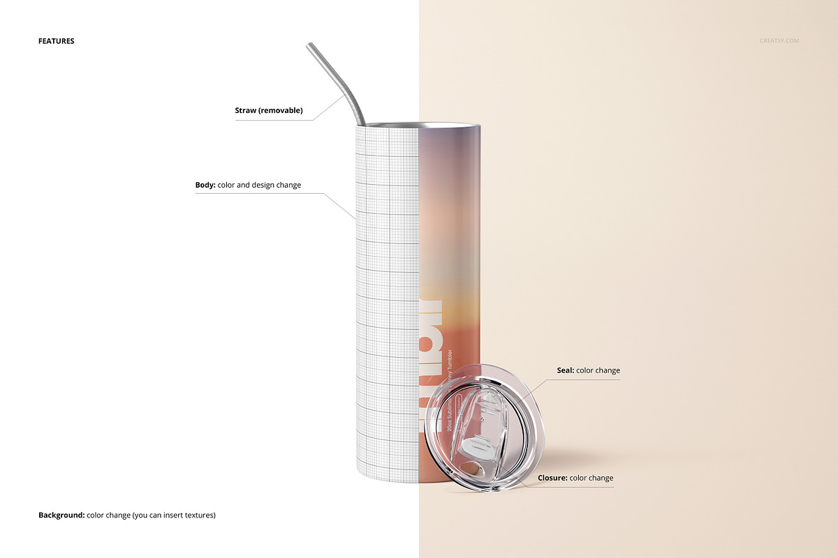 20oz Skinny Tumbler Mockup Set, a Cups & Container Mockup by creatsy5 (Photo 3 of 16)