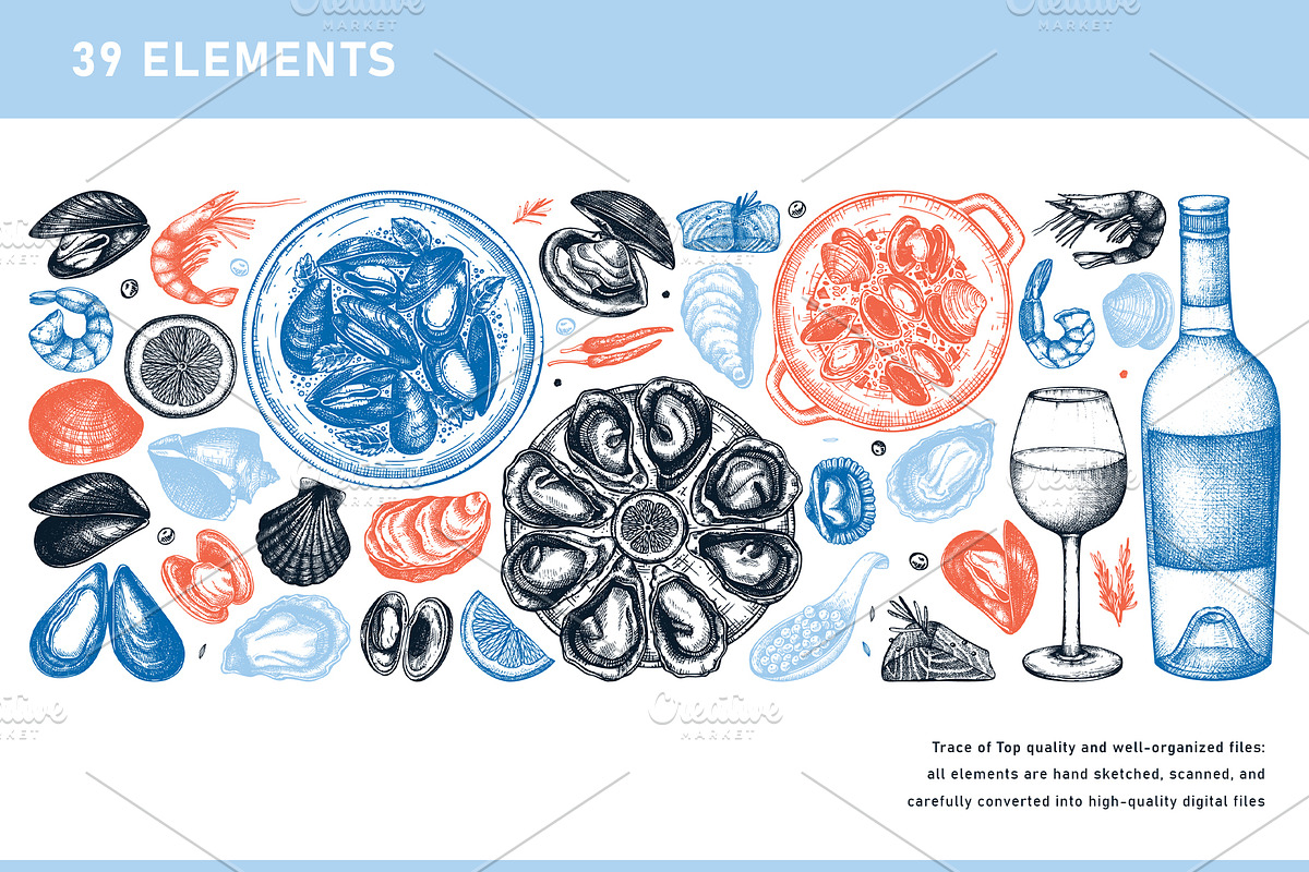 Shellfish. Seafood Vectors & Designs