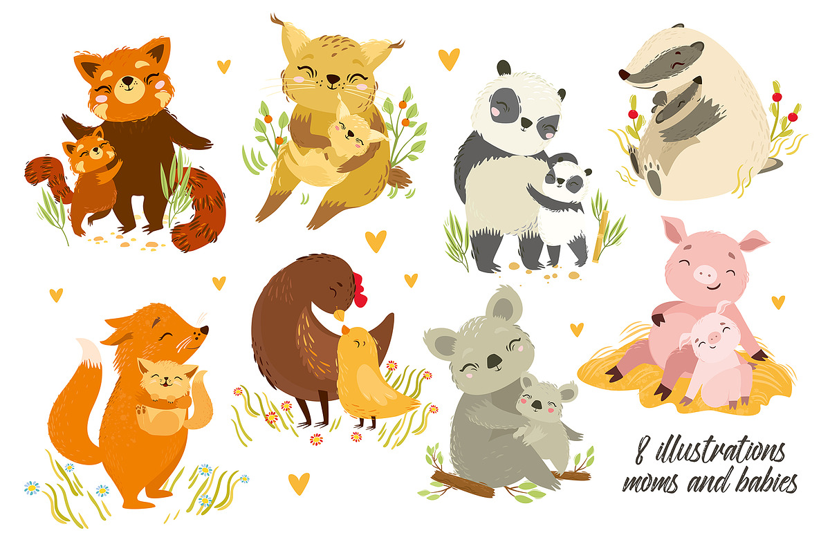 Mother and baby. Mothers Day, an Animal Illustration by Lesya Skripak (Photo 2 of 7)