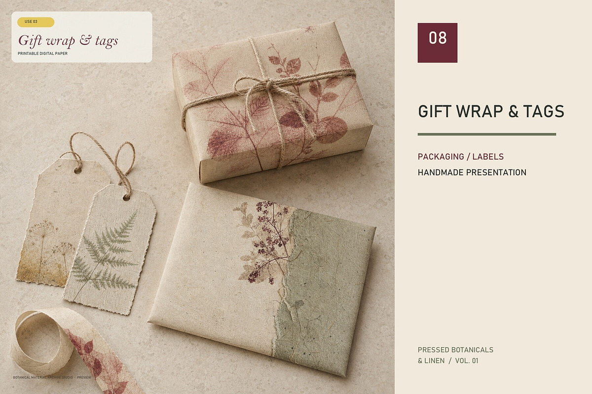 Pressed Botanicals & Linen Papers, a Texture Graphic by KamimiArt (Photo 8 of 8)