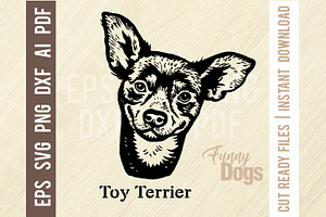 Toy Terrier - Funny Dog SVG Stencil