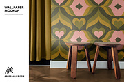 Wallpaper Mockup with wooden stools, a Household Mockup by Andrea Muller (Thumbnail 5 of 6)