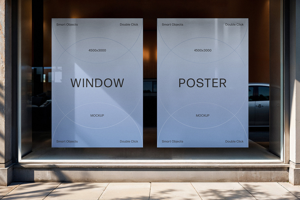A4 Shop Window Posters Mockup, an Advertising Mockup by Design Squad (Photo 3 of 4)