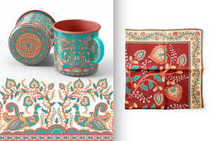 KALAMKARI. Vector Set Ornaments.