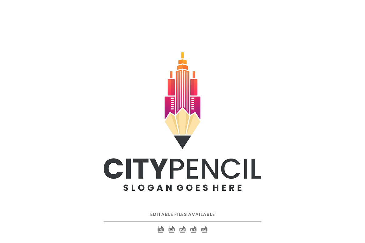 Modern Gradient City Pencil Logo, a Branding & Logo Template by Artnivora.Std (Photo 1 of 3)