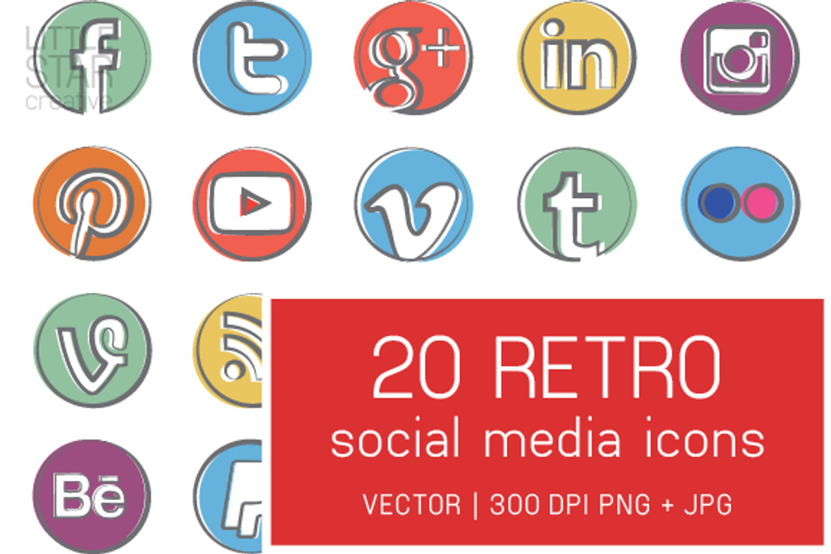 Retro Social Media Icons