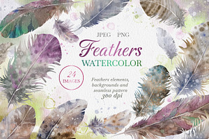 Watercolour Feathers Collection., a Decorative Illustration by VetaDesign