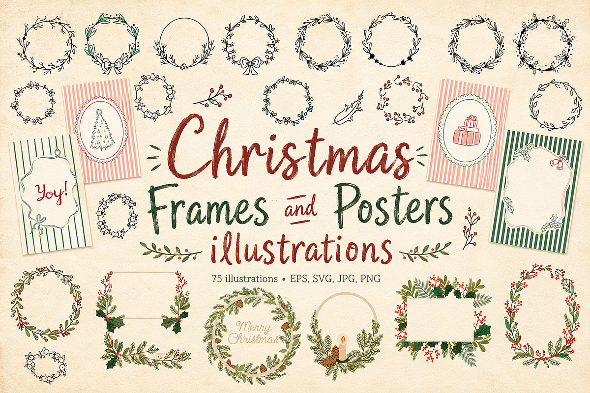 Christmas Frames and Posters, a Seasonal Illustration by Anna Studio (Photo 1 of 11)