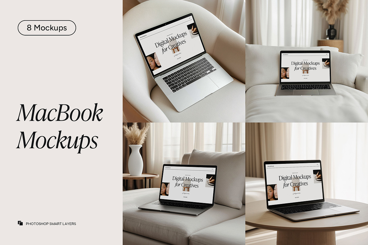 MacBook Mockup Bundle, a Mac Mockup by Wildfield Studio (Photo 1 of 6)