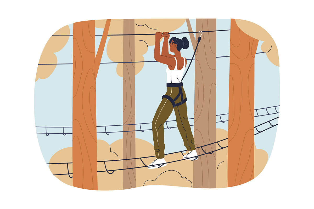 People climbing in rope park set, a Sport Illustration by Good Studio (Photo 17 of 25)