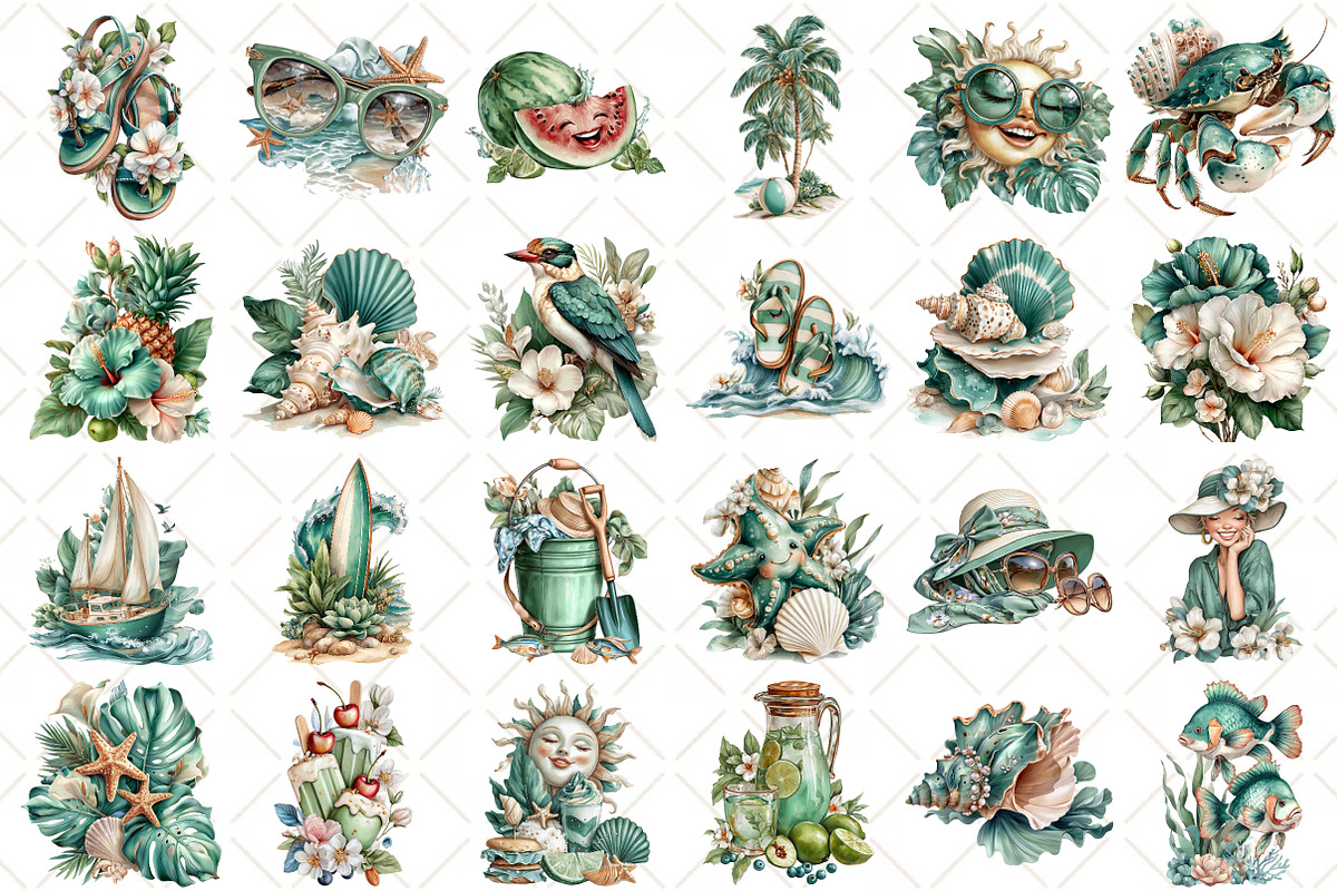 Whimsical Summer Clipart, an Illustration by Black Bird Studio (Photo 2 of 5)