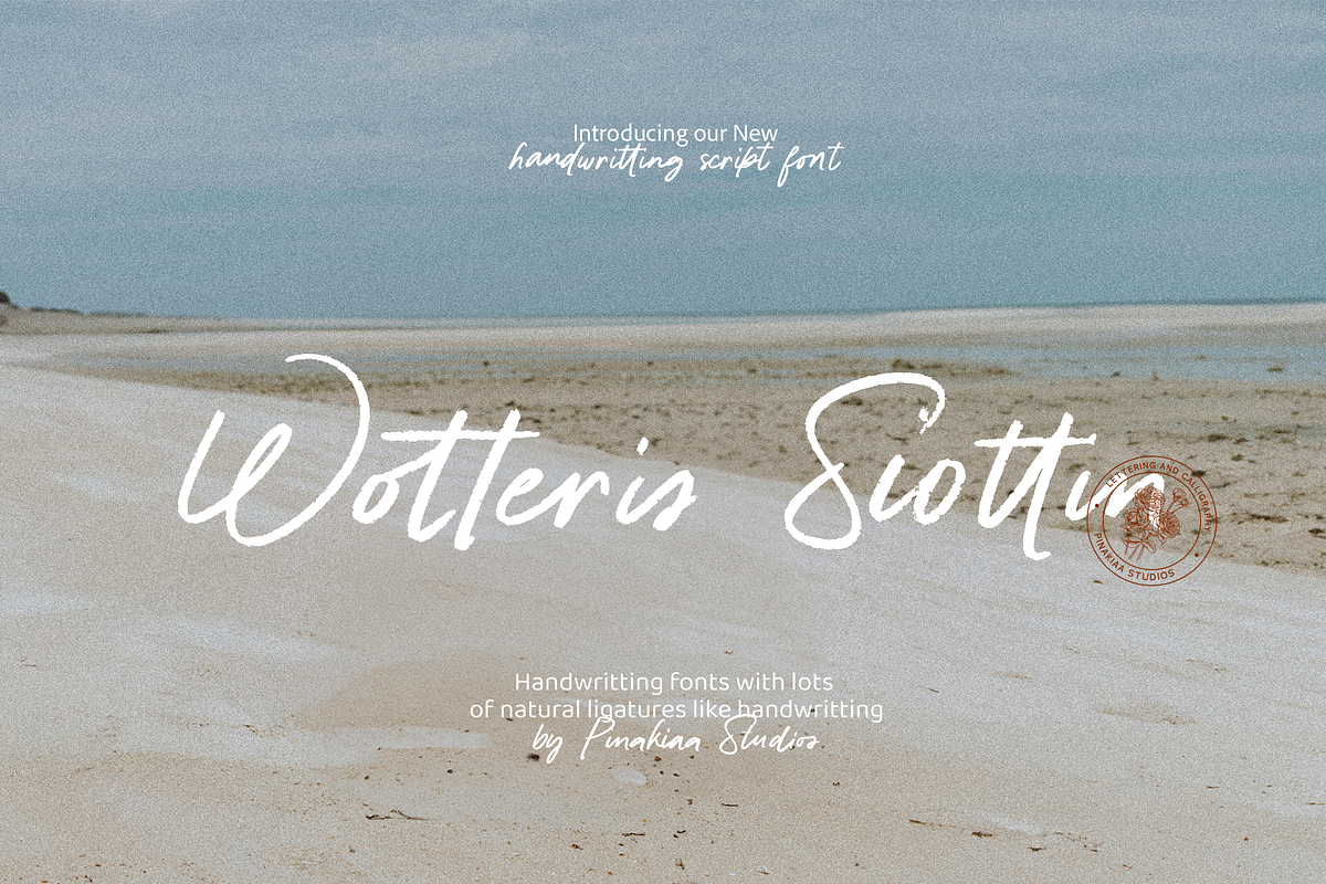 Wotteris Siottin - Handwriting, a Handwritten Font by Pinakiaa Studios (Photo 1 of 12)