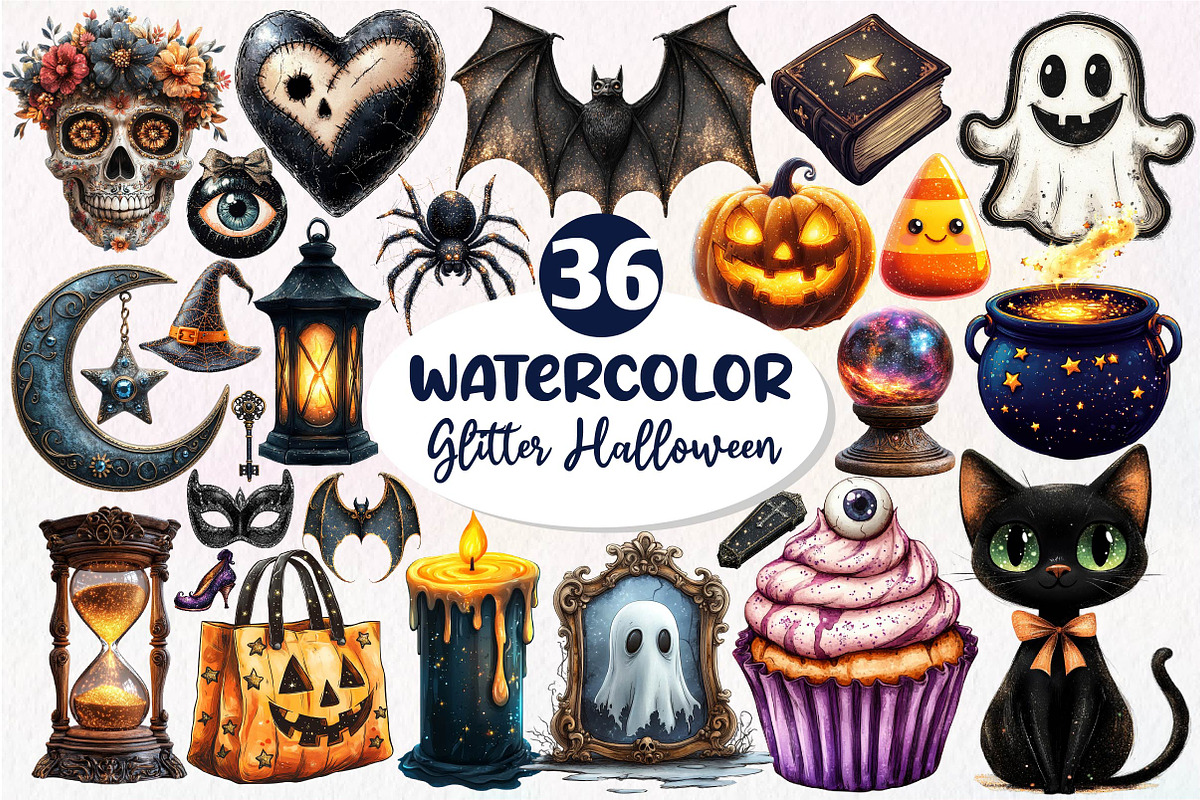 Vintage Glitter Halloween Clipart, an Icon by Dream Creation (Photo 1 of 7)