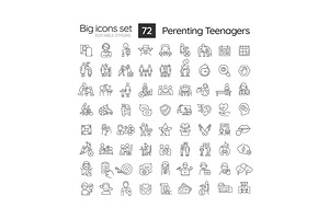 Parenting teenagers linear icons set, an Outline Icon by IMG Visuals