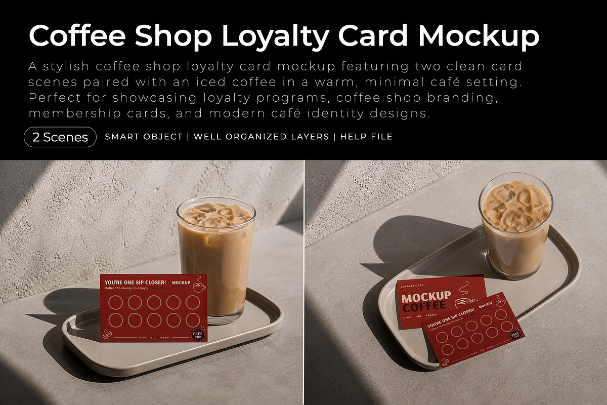 Coffee Shop Loyalty Card Mockup, an Advertising Mockup by Pitchlook.Studio (Photo 1 of 4)