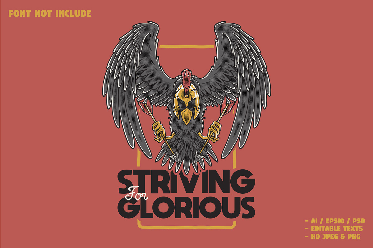 crow warrior holding bows, a Branding & Logo Template by Judsart