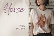 Elegant Horse Floral Illustration, an Animal Illustration by Gribanessa (Thumbnail 2 of 3)