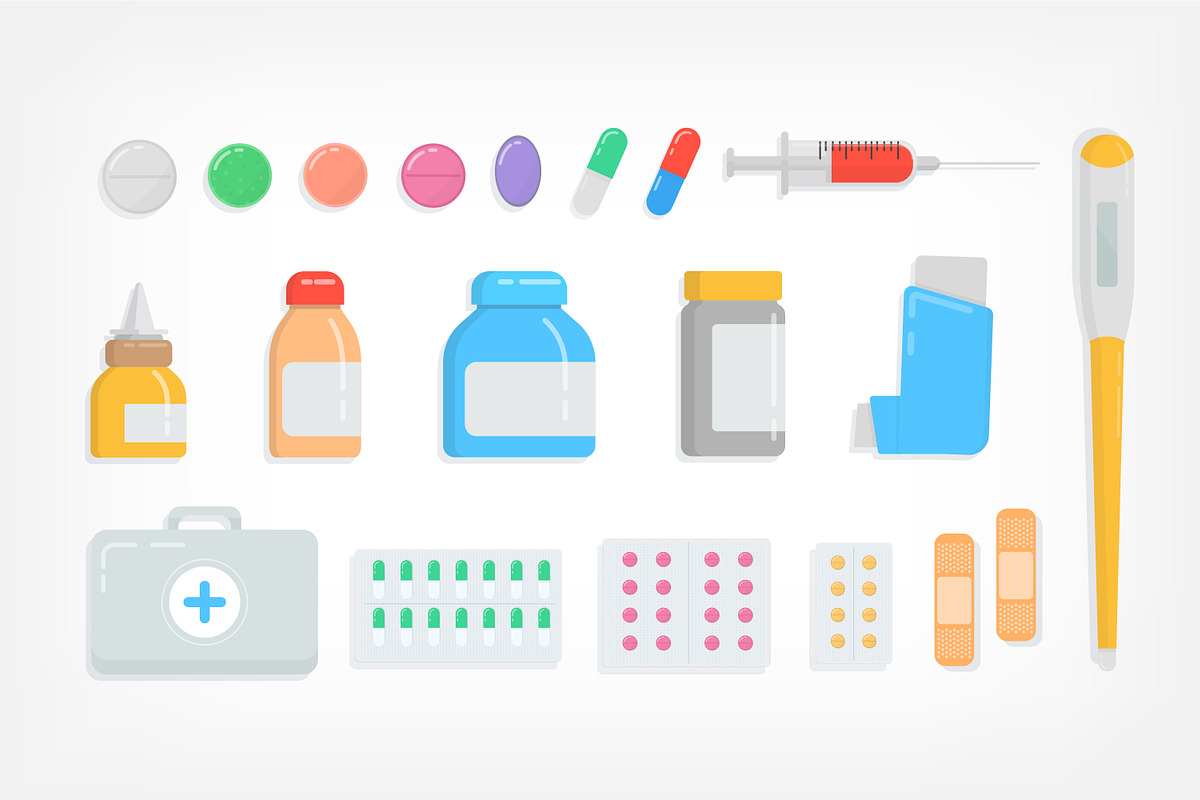 Pills and drugs set, backgrounds, a Healthcare Illustration by Good Studio (Photo 4 of 8)
