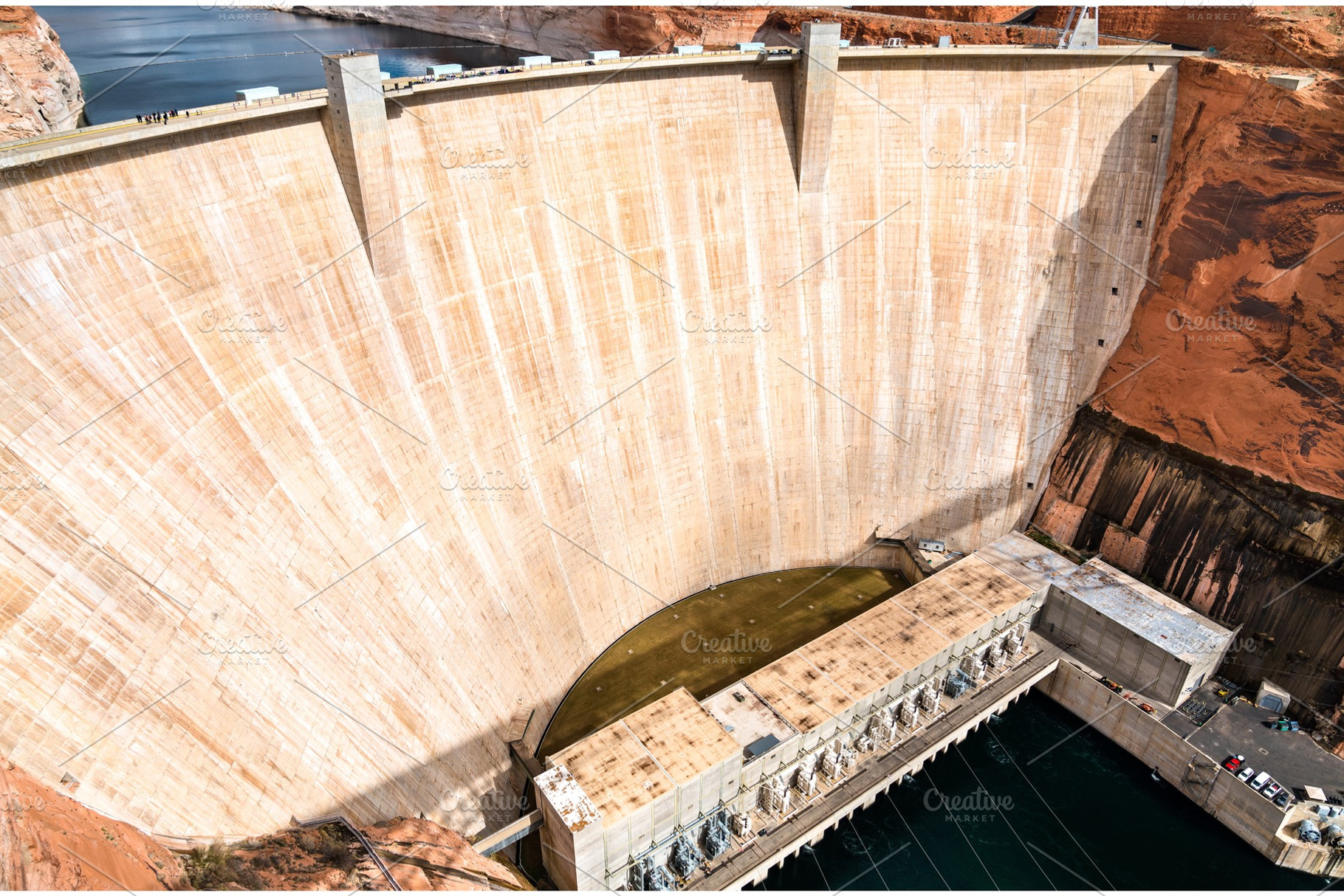 Glen canyon dam on the colorado containing glen, canyon, and dam, an Industrial Photo by Leonid Andronov