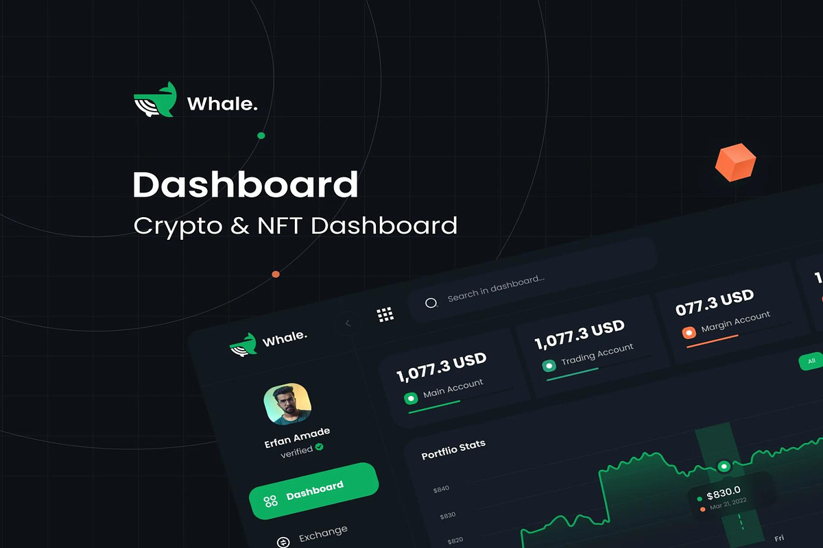 Crypto Whale Crypto NFT Dashboard Ui, an UI Kit Template by Creative Perspective (Photo 1 of 8)
