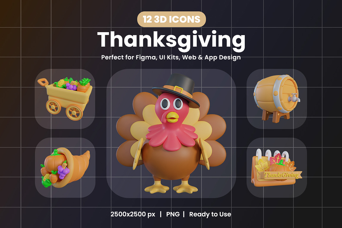 Thanksgiving 3D Icon Pack, an Object Graphic by Artnivora.Std (Photo 1 of 4)
