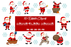 Santa Claus Bundle - 10 Cliparts