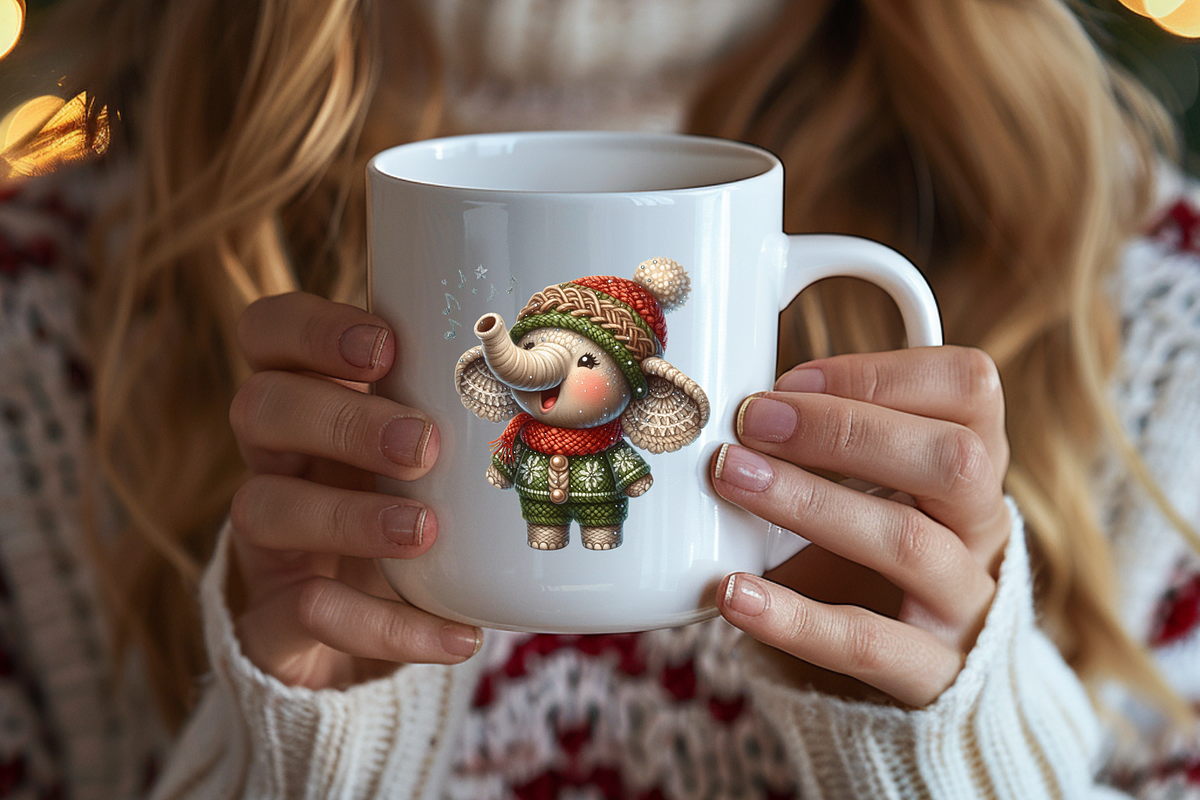 CHRISTMAS ELEPHANT CLIPART PACK, a Seasonal Illustration by Daring Digies (Photo 8 of 9)