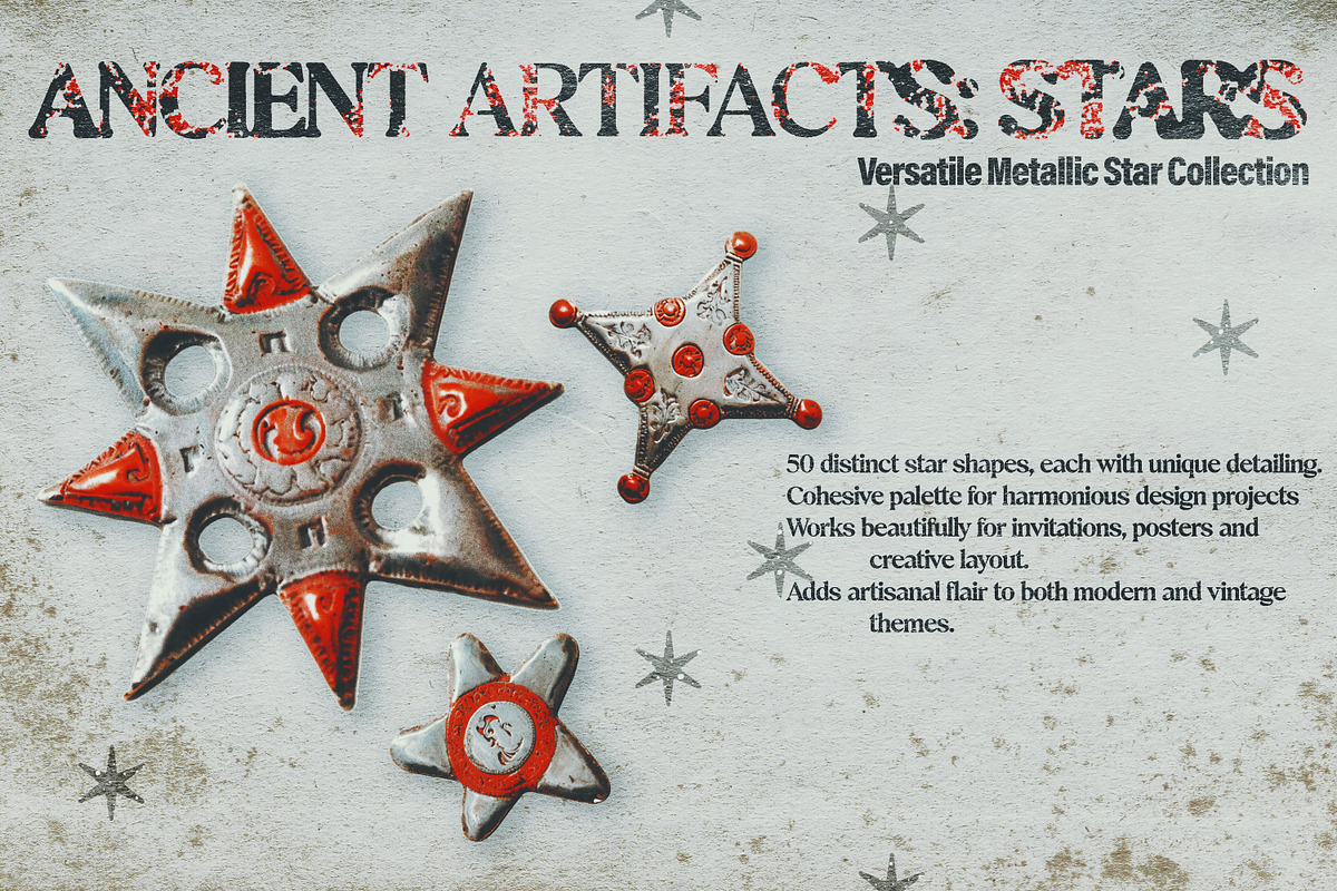 Ancient Artifacts: Stars (50 PNG), an Object Graphic by Megan Aili Designs (Photo 2 of 5)