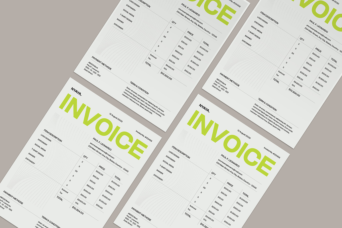 White Minimal Invoice, a Stationery Template by Neermana (Photo 4 of 4)