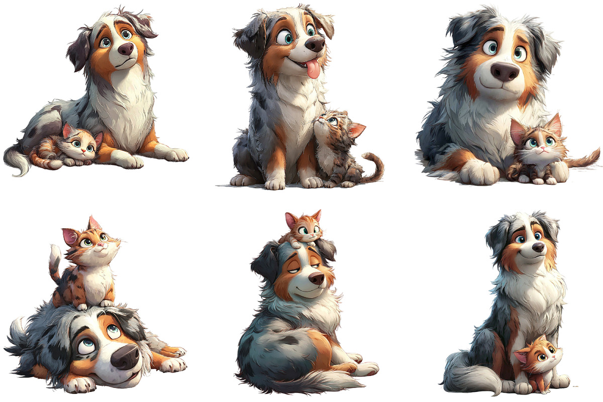 Australian Shepherd and Kitten, an Illustration by DreamArtGraphic (Photo 3 of 5)