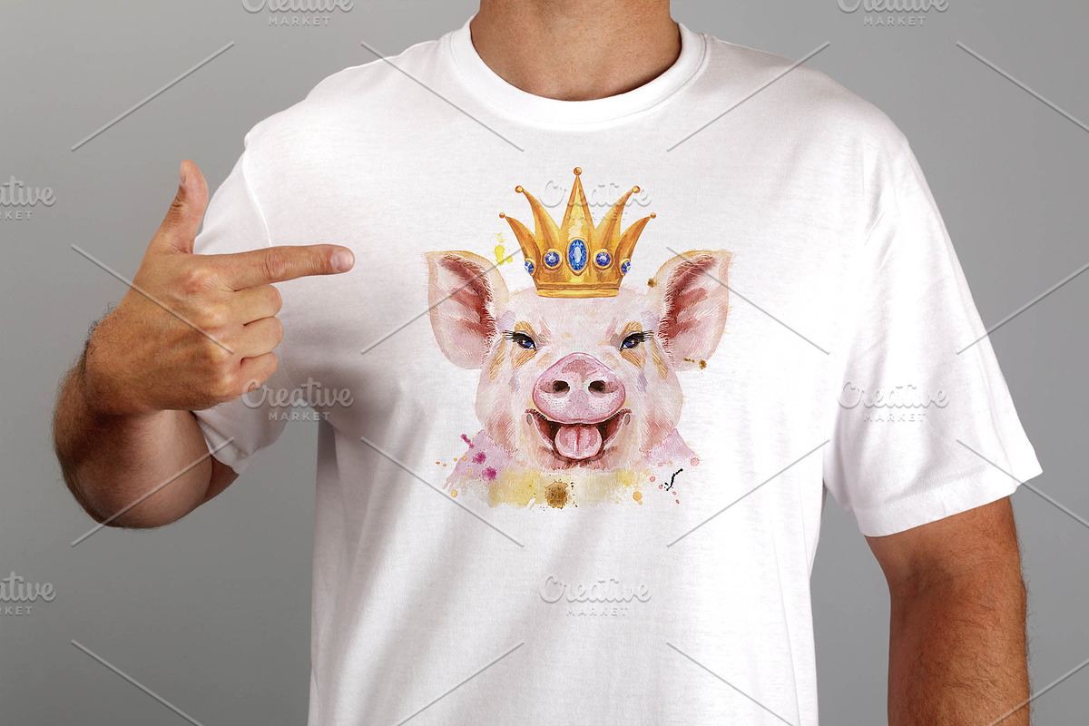 Cute watercolor smiling pig, an Animal Illustration by Watercolor fantasy (Photo 3 of 4)