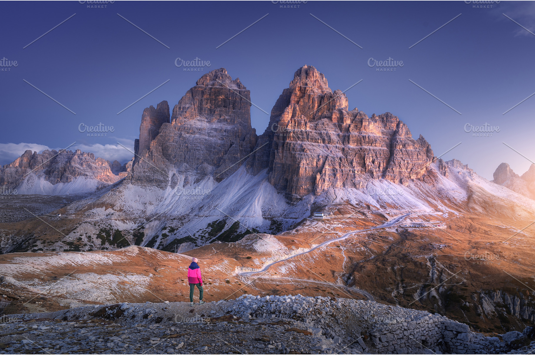 Woman on the hill and mountain peaks, a Person Photo by den-belitsky