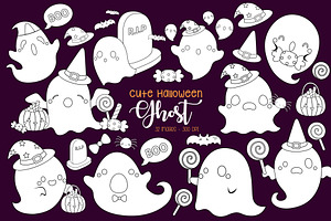 Halloween Cute Ghost Coloring