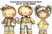 Christmas Gingerbread Man Clipart, an Illustration by Craft Nest (Thumbnail 1 of 6)