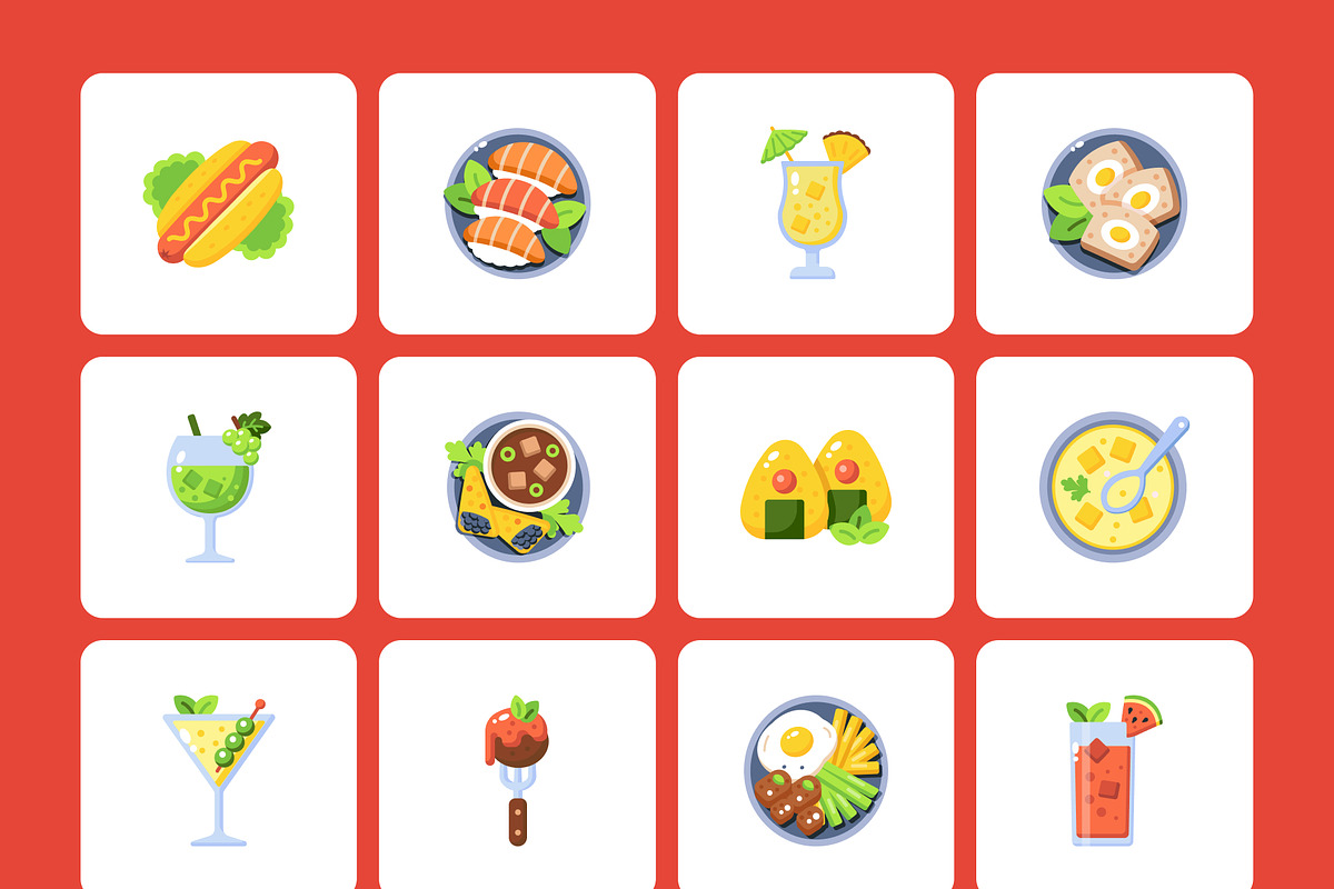 100 Food Flat Icons, an Emoji Icon by Prosymbols (Photo 11 of 11)