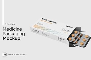 Medicine Pills Box Mockup, a Packaging Mockup by graphicsauce