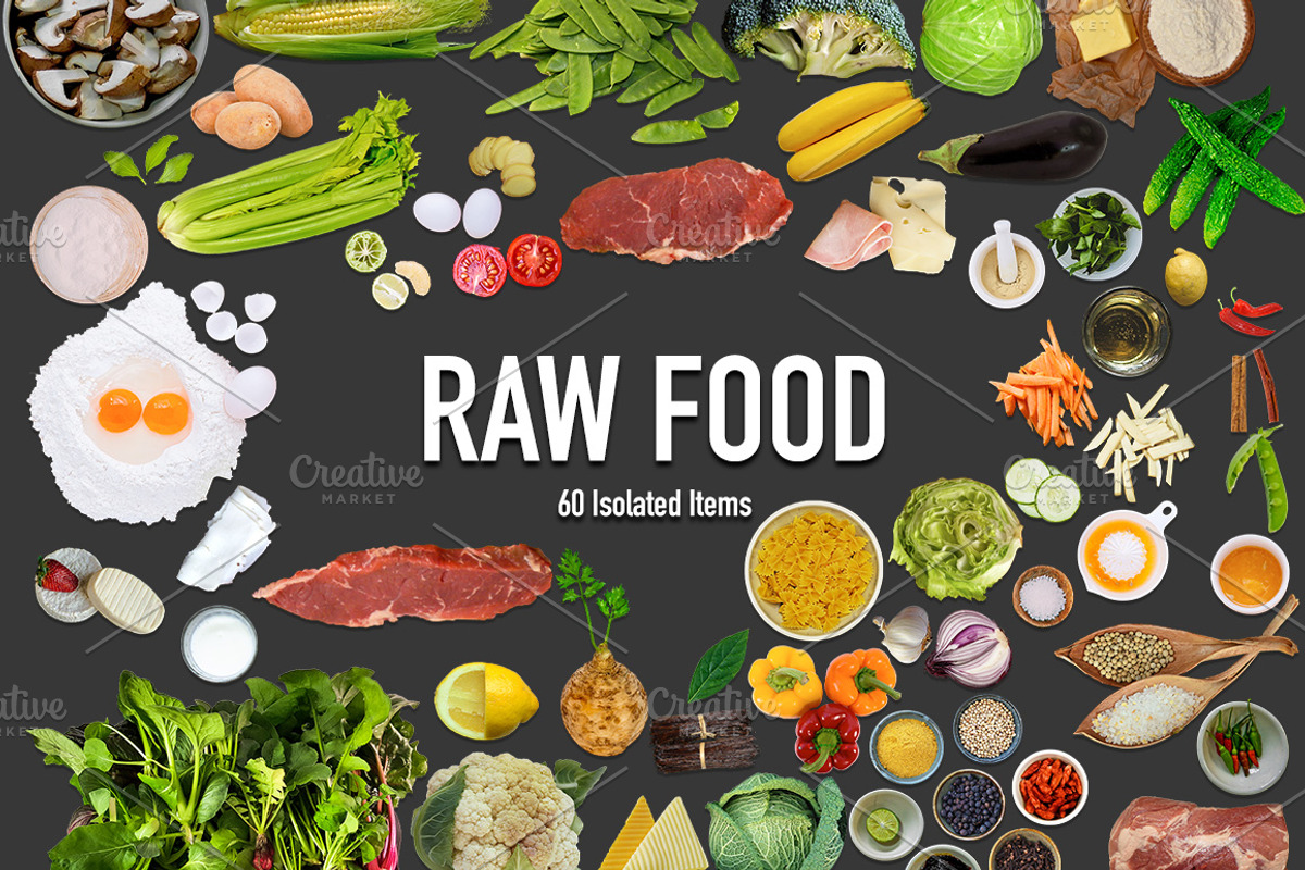 60 Isolated Raw Food Images, a Product Mockup by Made by Mancie (Photo 1 of 4)