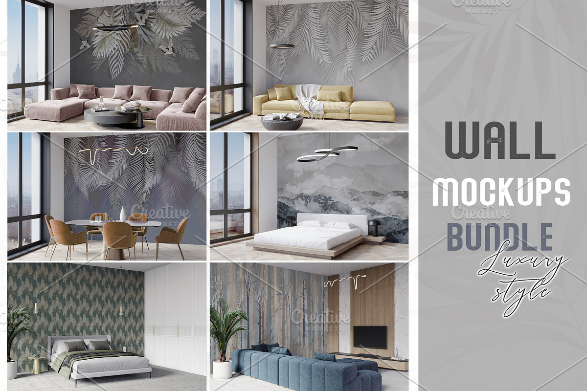 Wallpaper mockup Room mockups bundle, a Household Mockup by Hunny Badger (Photo 1 of 7)
