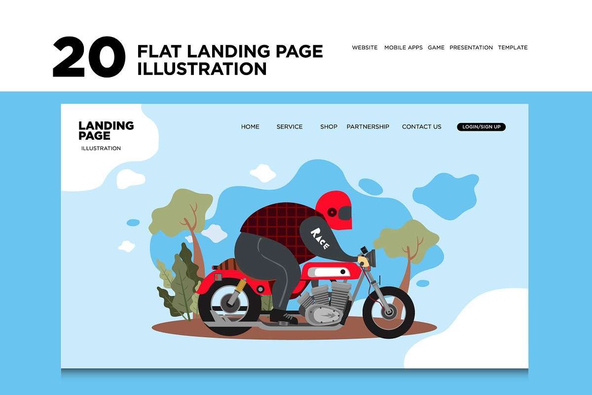 20 Flat Landing Page Illustration, a Work Illustration by singpentinkhappy (Photo 1 of 6)