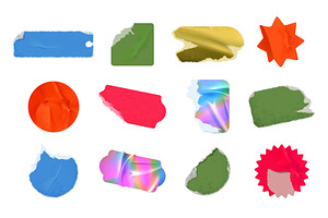 Ripped stickers. Old crumpled paper, an Object Illustration by winwin.art