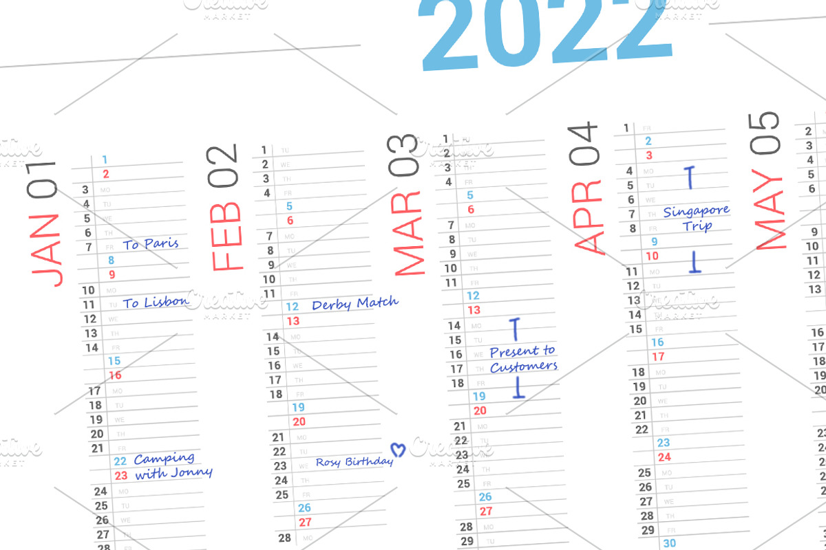 Calendar 2022 Vertical Design, a Stationery Template by WORAKAMON Design Studio (Photo 3 of 3)