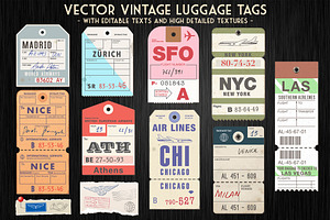 Vector Customizable Luggage Tags, a Texture Illustration by FourLeafLover