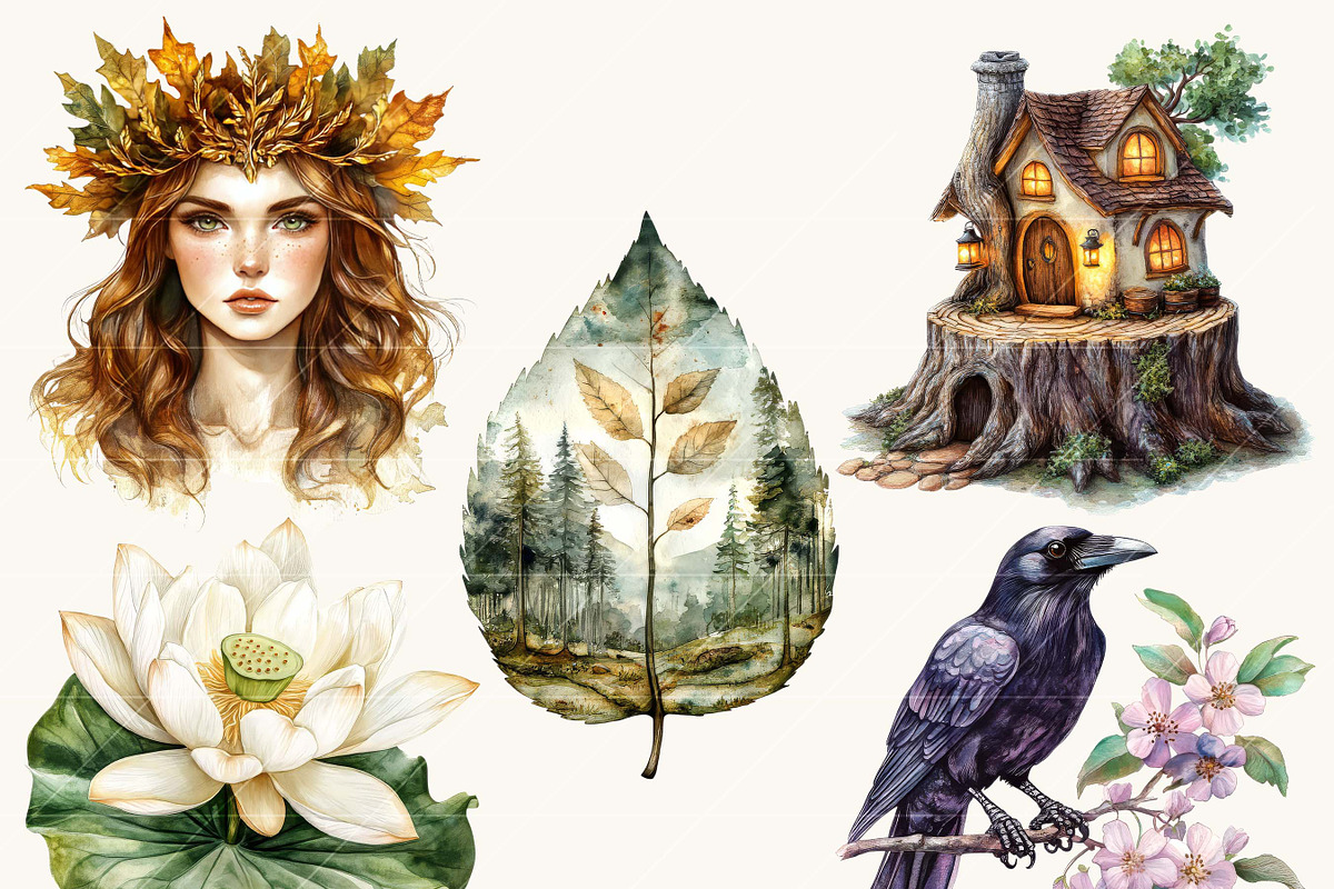 Watercolor Elven Reign Clipart, a Person Illustration by BusyDaydesign (Photo 6 of 9)