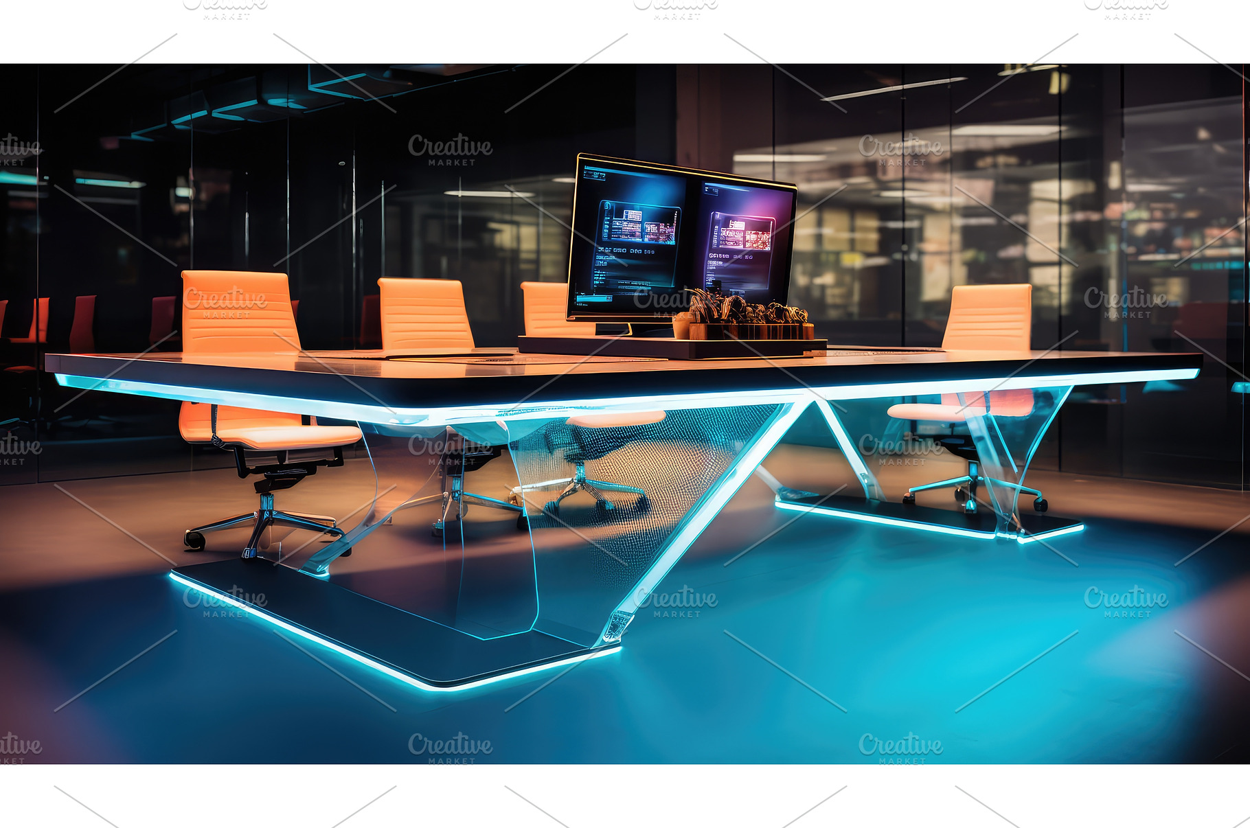 metal empty conference table ai, a Technology Photo by pikepicture