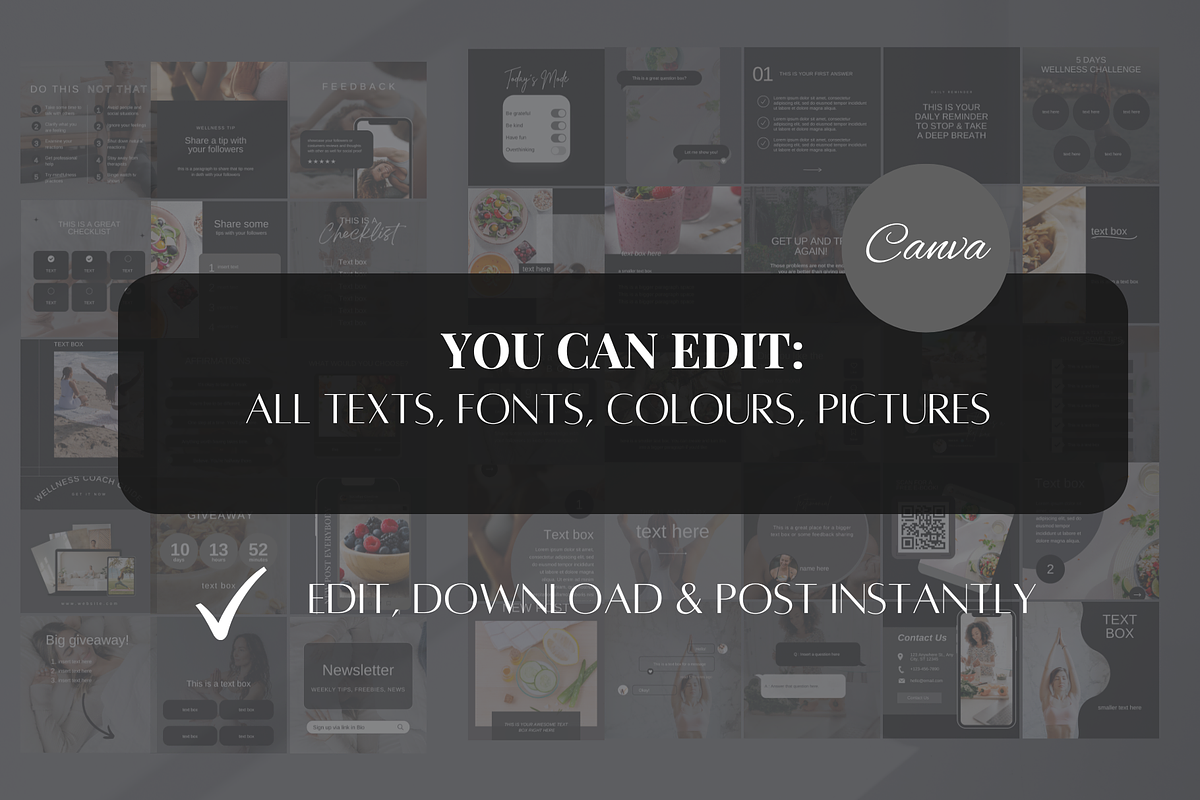 Dark Wellness Instagram Templates, a Social Media Template by SociallyyCreative (Photo 4 of 10)
